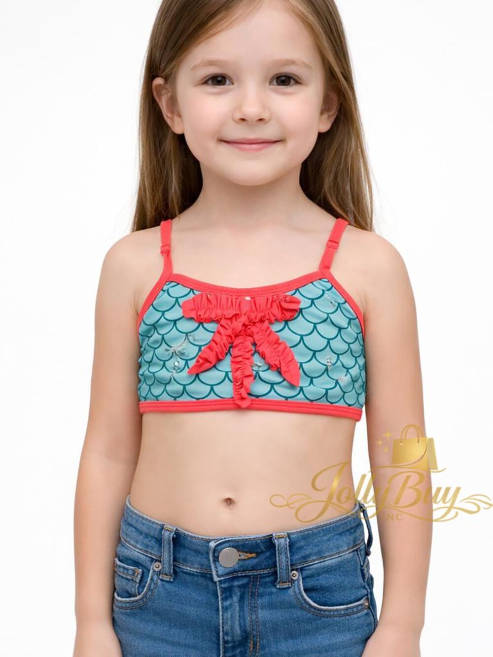 JANTZEN Girls Little Mermaid Bikini 2-Piece Tankini Swimsuit Turquoise Size 12